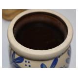 Pair of Beaumont Brothers Pottery Stoneware Canisters - Blue Leaf Pattern