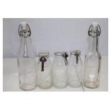 Vintage Glass Milk Bottles and Swing Top Bottles Lot