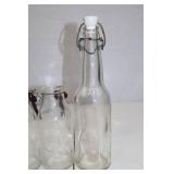 Vintage Glass Milk Bottles and Swing Top Bottles Lot