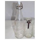 Vintage Glass Milk Bottles and Swing Top Bottles Lot