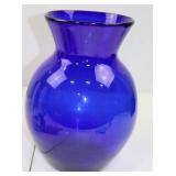 Cobalt Blue Glass Vase, 10 Inches Tall