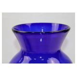 Cobalt Blue Glass Vase, 10 Inches Tall