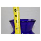 Cobalt Blue Glass Vase, 10 Inches Tall