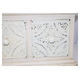 Distressed White 3-Drawer Tin Front Accent Chest, 23 in. Wide