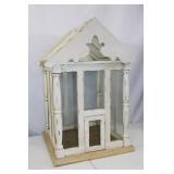 Distressed White Wooden Tabletop Greenhouse Terrarium, 24 x 15 in.