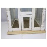 Distressed White Wooden Tabletop Greenhouse Terrarium, 24 x 15 in.