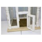 Distressed White Wooden Tabletop Greenhouse Terrarium, 24 x 15 in.