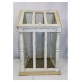 Distressed White Wooden Tabletop Greenhouse Terrarium, 24 x 15 in.
