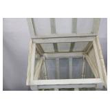 Distressed White Wooden Tabletop Greenhouse Terrarium, 24 x 15 in.