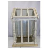 Distressed White Wooden Tabletop Greenhouse Terrarium, 24 x 15 in.
