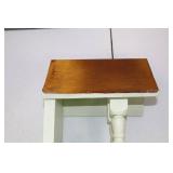 Painted Wood Wall Shelf with Spindle Supports and Brown Roof Accent