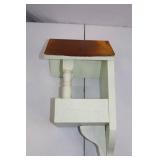 Painted Wood Wall Shelf with Spindle Supports and Brown Roof Accent