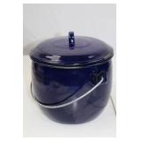 Blue Enamelware Camp Pot with Lid and Handle