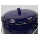 Blue Enamelware Camp Pot with Lid and Handle