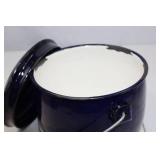 Blue Enamelware Camp Pot with Lid and Handle