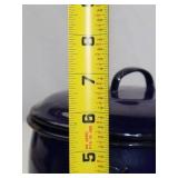 Blue Enamelware Camp Pot with Lid and Handle