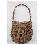 Vintage Hand-woven Wicker Gathering Basket with Handle