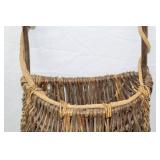 Vintage Hand-woven Wicker Gathering Basket with Handle