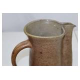 Novelty Stoneware Brown Glazed Pitcher, 9.5" Tall