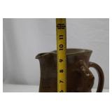 Novelty Stoneware Brown Glazed Pitcher, 9.5" Tall