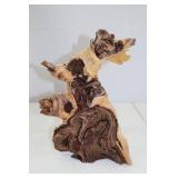 Natural Hardwood Accent Sculpture, 11x8 Inch Freeform Decor