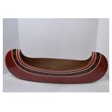 Decorative Wooden Canoe Centerpiece with Red and Black Accents, 28 in.