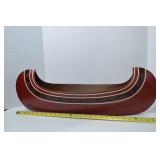 Decorative Wooden Canoe Centerpiece with Red and Black Accents, 28 in.