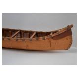 Handcrafted Birch Bark Canoe Model, Approx. 22 Inches Long