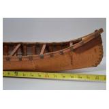 Handcrafted Birch Bark Canoe Model, Approx. 22 Inches Long