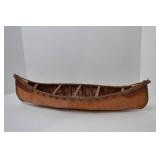 Birchbark Canoe Model, Handcrafted 24-Inch Display Piece