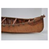 Birchbark Canoe Model, Handcrafted 24-Inch Display Piece