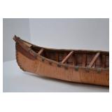 Birchbark Canoe Model, Handcrafted 24-Inch Display Piece