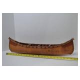 Birchbark Canoe Model, Handcrafted 24-Inch Display Piece