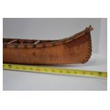 Birchbark Canoe Model, Handcrafted 24-Inch Display Piece