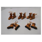 Set of 6 Pairs Vintage Miniature Hiking Boot Ornaments 4 Inch
