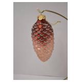 Set of 5 Glass Pine Cone Christmas Ornaments, Glittered, 5 in.
