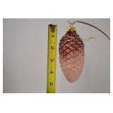 Set of 5 Glass Pine Cone Christmas Ornaments, Glittered, 5 in.