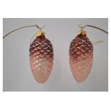 Set of 5 Glass Pine Cone Christmas Ornaments, Glittered, 5 in.