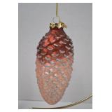 Set of 5 Glass Pinecone Christmas Ornaments with Glitter Accents