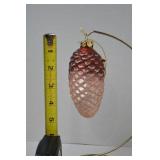 Set of 5 Glass Pinecone Christmas Ornaments with Glitter Accents