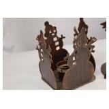 Lot of Metal Snowman Candle Holders - Christmas Decor