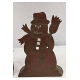 Lot of Metal Snowman Candle Holders - Christmas Decor