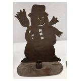 Lot of Metal Snowman Candle Holders - Christmas Decor
