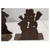 Lot of Metal Snowman Candle Holders - Christmas Decor