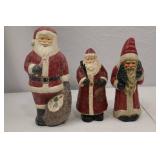 Set of 3 Vintage-Look Santa Christmas Figurines 12in, 9in, 10.5in