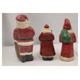 Set of 3 Vintage-Look Santa Christmas Figurines 12in, 9in, 10.5in