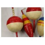 Lot of 4 Extra Large Vintage Wooden Fishing Bobbers Decor
