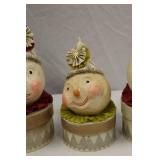 Set of 3 Festive Holiday Clown Head Containers