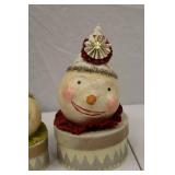 Set of 3 Festive Holiday Clown Head Containers