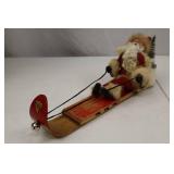 Vintage Santa Claus Sled Figurine, Signed Christy Robb 2014, 12 in.